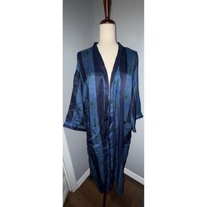 Christian Dior Monsieur Vintage Robe Paisley Blue Red Cream One Size W/ Pockets